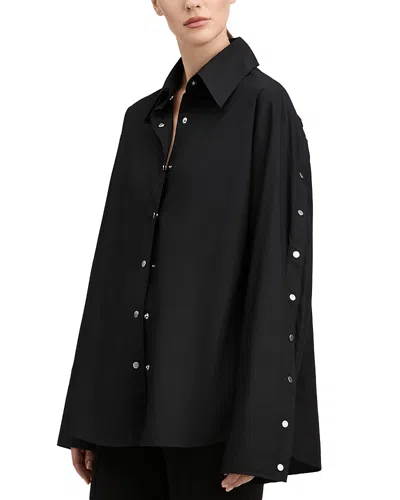 Derek Lam Carine Poplin Snap Detail Shirt In Black
