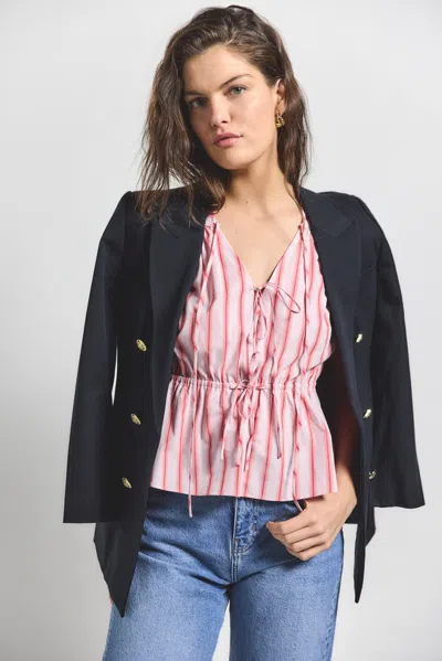 Derek Lam Caroline Double Tie Top In Black