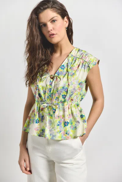 Derek Lam Caroline Double Tie Top In Green
