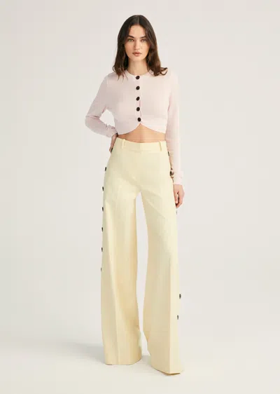 Derek Lam Carter Wide Leg Button Detail Trouser In Neutral