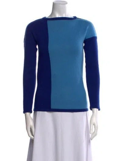 Pre-owned Derek Lam Cashmere Bateau Neckline Sweater In Blue