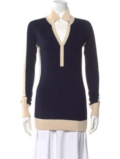 Pre-owned Derek Lam Cashmere Colorblock Pattern Sweater In Blue