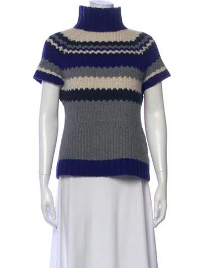 Pre-owned Derek Lam Cashmere Striped Sweater In Blue