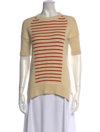 Pre-owned Derek Lam Cashmere Striped Top In White