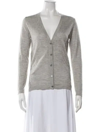 Pre-owned Derek Lam Cashmere V-neck Button-up Top In Grey