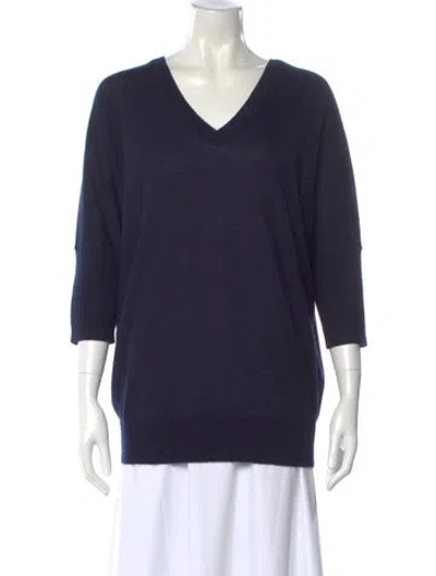 Pre-owned Derek Lam Cashmere V-neck Sweater In Blue