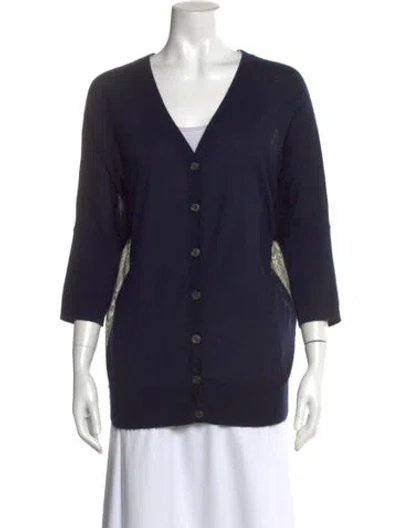 Pre-owned Derek Lam Cashmere V-neck Sweater In Blue