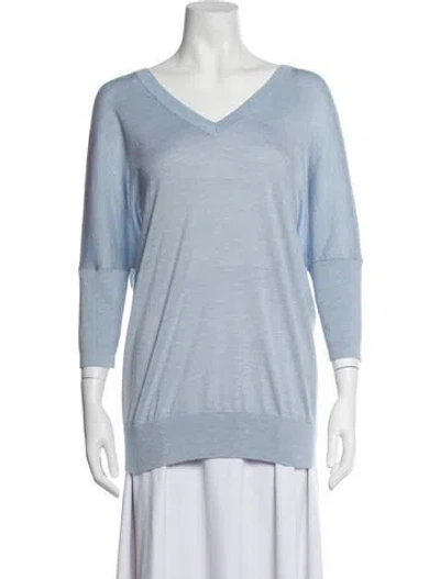 Pre-owned Derek Lam Cashmere V-neck Sweater In Blue