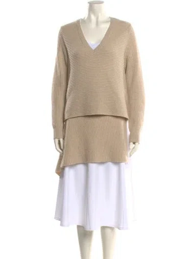 Pre-owned Derek Lam Cashmere V-neck Sweater In Neutral