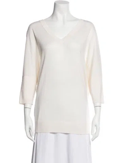 Pre-owned Derek Lam Cashmere V-neck Sweater In White