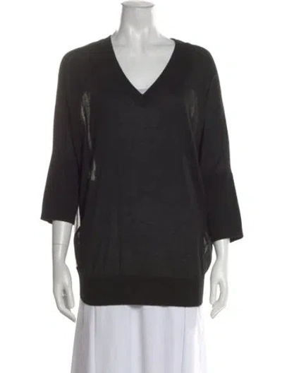 Pre-owned Derek Lam Cashmere V-neck Top In Black
