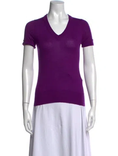 Pre-owned Derek Lam Cashmere V-neck T-shirt In Purple