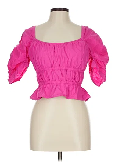 Pre-owned Derek Lam Collective Short Sleeve Top Pink Sweetheart Neckline Tops