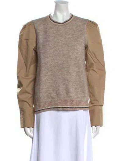 Pre-owned Derek Lam Colorblock Pattern Crew Neck Sweater In Neutral