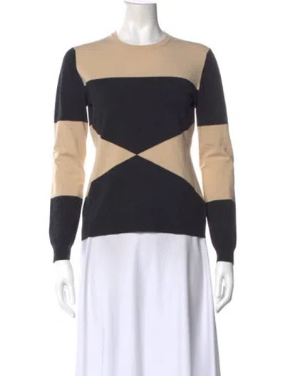 Pre-owned Derek Lam Colorblock Pattern Crew Neck Top In Black