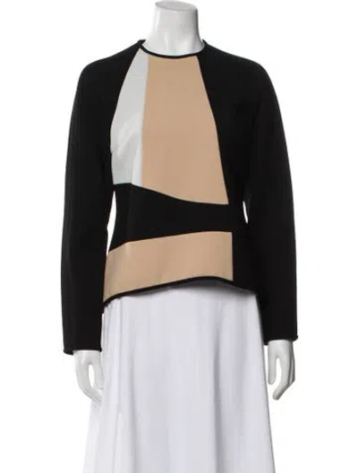 Pre-owned Derek Lam Colorblock Pattern Crew Neck Top W/ Tags In Black/grey/neutrals