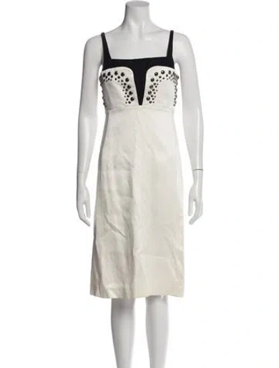 Pre-owned Derek Lam Colorblock Pattern Knee-length Dress In White
