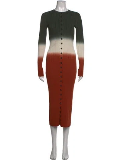 Pre-owned Derek Lam Colorblock Pattern Midi Length Dress In Green