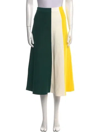 Pre-owned Derek Lam Colorblock Pattern Midi Length Skirt W/ Tags In Green
