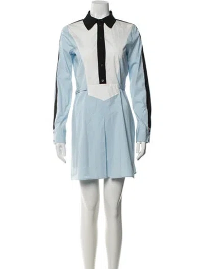 Pre-owned Derek Lam Colorblock Pattern Mini Dress In Blue