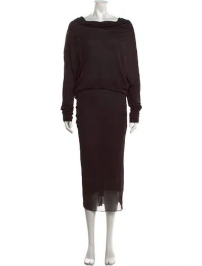 Pre-owned Derek Lam Cowl Neck Midi Length Dress In Brown