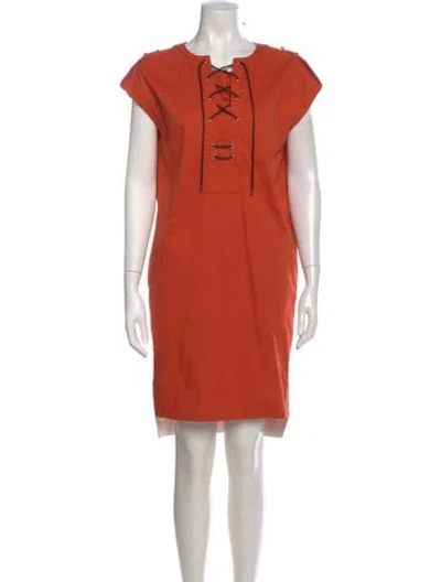Pre-owned Derek Lam Crew Neck Knee-length Dress In Orange