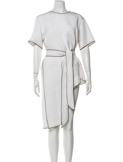 Pre-owned Derek Lam Crew Neck Knee-length Dress In White