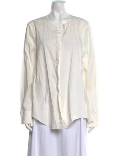Pre-owned Derek Lam Crew Neck Long Sleeve Blouse In White