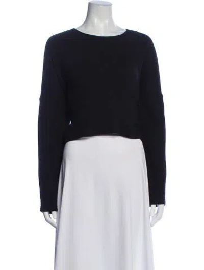 Pre-owned Derek Lam Crew Neck Long Sleeve Crop Top In Blue