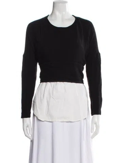 Pre-owned Derek Lam Crew Neck Long Sleeve Top In Black