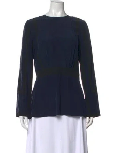 Pre-owned Derek Lam Crew Neck Long Sleeve Top In Blue