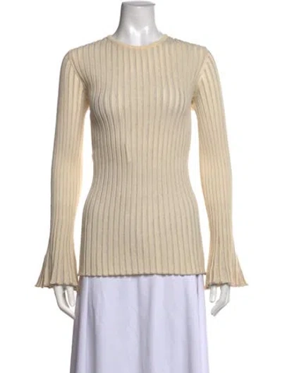 Pre-owned Derek Lam Crew Neck Long Sleeve Top In Neutrals