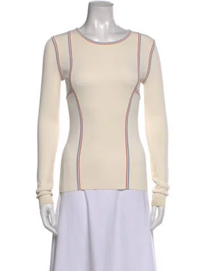 Pre-owned Derek Lam Crew Neck Long Sleeve Top In White