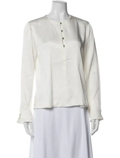 Pre-owned Derek Lam Crew Neck Long Sleeve Top In White