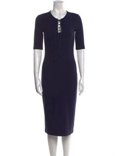 Pre-owned Derek Lam Crew Neck Midi Length Dress In Blue