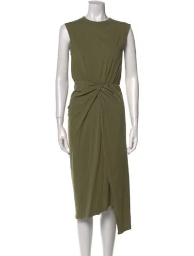 Pre-owned Derek Lam Crew Neck Midi Length Dress In Green