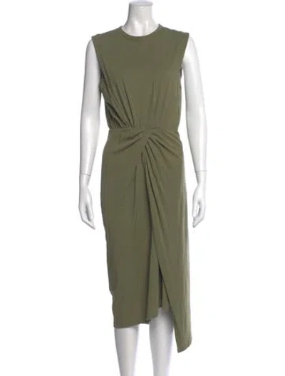 Pre-owned Derek Lam Crew Neck Midi Length Dress In Green