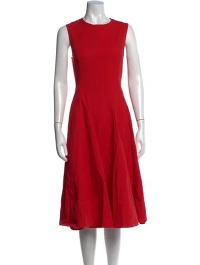 Pre-owned Derek Lam Crew Neck Midi Length Dress In Red