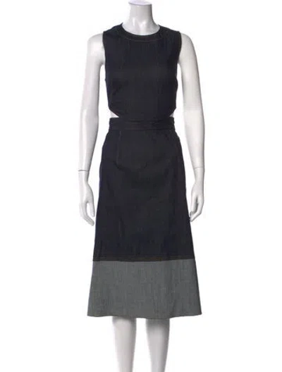 Pre-owned Derek Lam Crew Neck Midi Length Dress W/ Tags In Blue