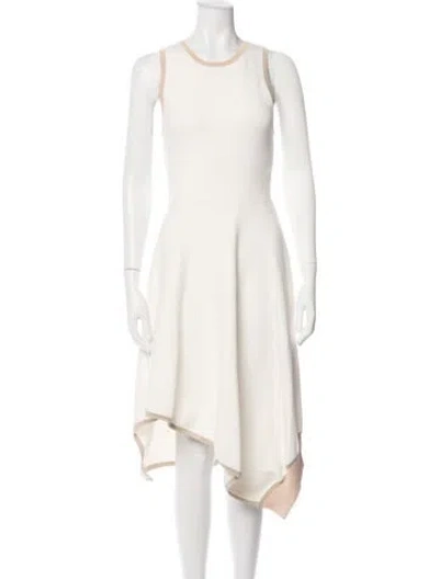 Pre-owned Derek Lam Crew Neck Midi Length Dress W/ Tags In White