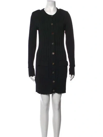 Pre-owned Derek Lam Crew Neck Mini Dress In Black