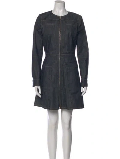 Pre-owned Derek Lam Crew Neck Mini Dress In Blue