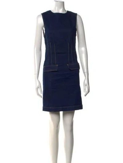 Pre-owned Derek Lam Crew Neck Mini Dress In Blue