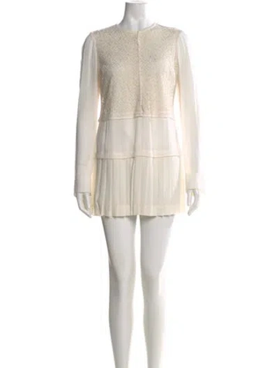 Pre-owned Derek Lam Crew Neck Mini Dress In Neutral
