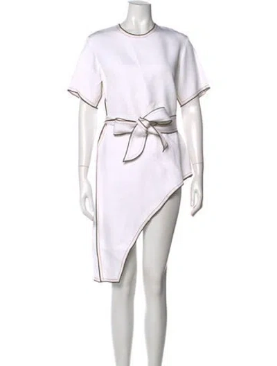 Pre-owned Derek Lam Crew Neck Mini Dress In Neutrals