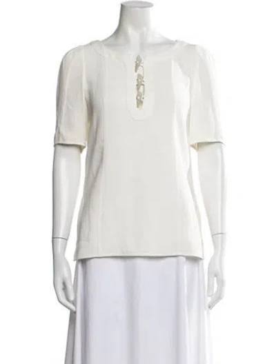 Pre-owned Derek Lam Crew Neck Short Sleeve Top In Neutrals/white