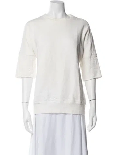 Pre-owned Derek Lam Crew Neck Three-quarter Sleeve Sweatshirt In White