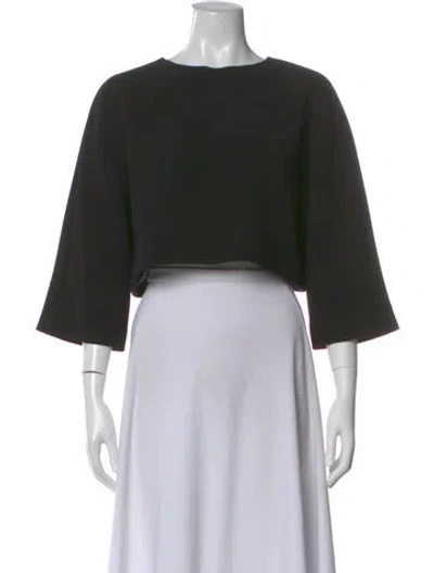 Pre-owned Derek Lam Crew Neck Three-quarter Sleeve Top In Black