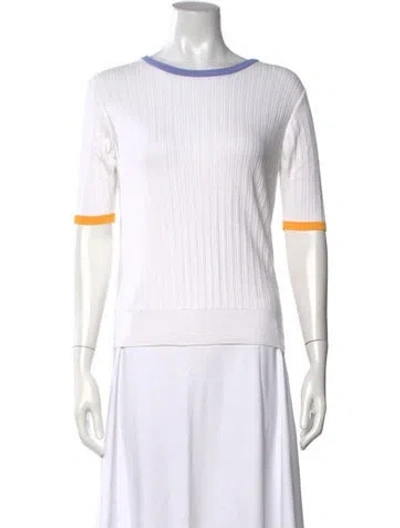 Pre-owned Derek Lam Crew Neck Three-quarter Sleeve Top In White
