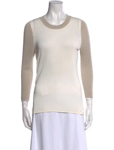 Pre-owned Derek Lam Crew Neck Three-quarter Sleeve T-shirt In Neutral